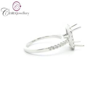 แหวนทองคำขาว 18K แท้ ประดับเพชรแท้ทรงกลมเจียระไนแบบบริลเลียนท์ ขนาด 8.0 x 6.0 มม. สไตล์คลาสสิก สำหรับงานแต่งงานและงานปาร์ตี้ ขายส่ง - Product Image 4