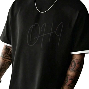 T-shirt noir surdimensionné personnalisé pour hommes |   T-shirt streetwear ample en jersey 100% coton premium |   Chemise décontractée à manches courtes tie-dye tendance - Product Image 6