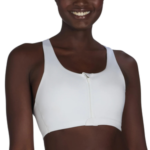 Women's Workout Sports Bras Cross Back Front Zipper White Yoga Crop Tank Top Padded Lightweight Plus Size Fitness Backless Bra - Product Image 2