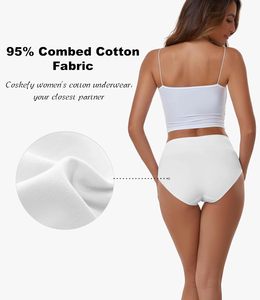 Braguitas de Algodón Elástico con Lazo Floral de Cintura Alta para Mujer, Ropa Interior Cómoda de Cobertura Total, Suave, Transpirable y Ecológica - Product Image 5