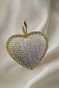 Pendentif Hiphop Dvars en Moissanite Diamant Forme Cœur Sertie Griffe, en Argent Sterling 925 Plaqué Or 18K, Breloque de Luxe pour Femme - Product Image 3