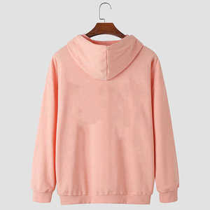 เสื้อฮู้ดสีชมพูแบบยูนิเซ็กซ์ ทรงโอเวอร์ไซส์ ใส่สบาย ทรงปกติ ผ้าถัก สีพื้น สำหรับใส่ในฤดูใบไม้ร่วง - Product Image 2