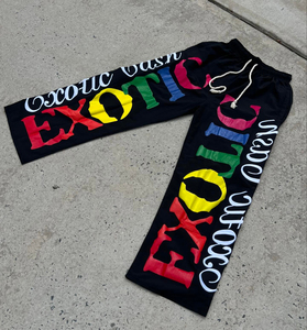 Pantalon de survêtement noir pour homme Exotic Cash, avec cordon de serrage, broderie unie, décontracté, en polaire légère, grande taille, style été - Product Image 4