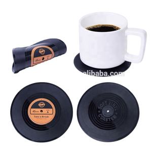 Manufacture Kitchenware Custom Logo Soft <b>Silicone</b> PVC Retro Vinyl CD Records <b>Coaster</b> - Product Image 1