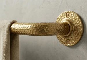 New Design Hammered Pattern Towel Hanger Golden Brass Bathroom Hardware Accessories Golden Towel Rod Wholesale - Product Image 3
