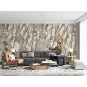 Alex Calacatta Blanc 1600x3200mm Pierre frittée haute brillance Carrelage de porcelaine pour sol mur grande dalle - Product Image 1