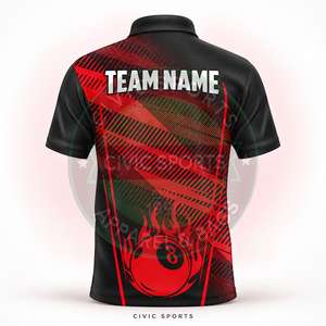 Camiseta Deportiva Unisex para Torneo de Billar, Cuello con Botones, Estampado Digital, 100% Poliéster - Product Image 4
