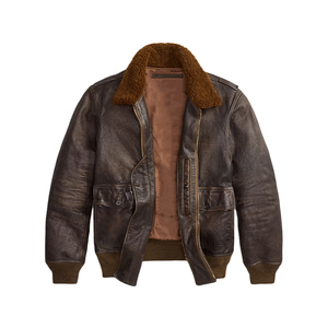 Blouson Aviateur Homme en Cuir Épais avec Col en Peau de Mouton, Résistant au Vent, Style Vintage, Personnalisable OEM, Vêtement d'Extérieur de Luxe Héritage - Product Image 3