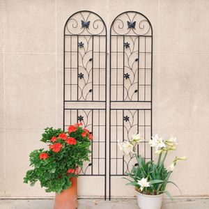 2 Pack 86.7\" X 19.7\" Black Metal Garden <b>Trellis</b> Rustproof Outdoor <b>Flower</b> Support for Climbing Plants Fence & Gate - Product Image 2