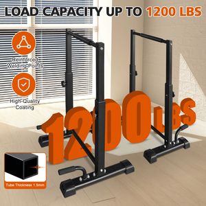 Station de barres de traction réglable sur 6 niveaux, ensemble de barres parallèles robustes de 1200 lb pour entraînement complet du corps et entraînement de fitness - Product Image 6