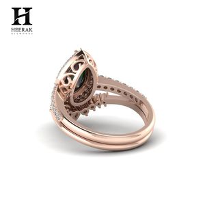 Boho Teardrop Opal Wedding <b>Ring</b> <b>Set</b> Crown Curved Moissanite Enhancer Band 10K 14K <b>Gold</b> October Birthstone Jewelry Wholesale - Product Image 6