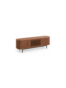 Meuble de salon en bois massif de style mid-century modern avec 3 compartiments, portes à panneaux plats, meuble TV, respectueux de l'environnement - Product Image 2