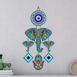 Sculpture murale éléphant tribal œil porte-bonheur style bohème Feng Shui pour entrée de maison, décoration Vastu porte-bonheur - Product Image 4