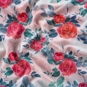 Rose Floral Print 100% Polyester Woven <b>Fabric</b> Medium <b>Weight</b> Eco-Friendly & Organic Soft for Apparel & Home Decor - Product Image 1