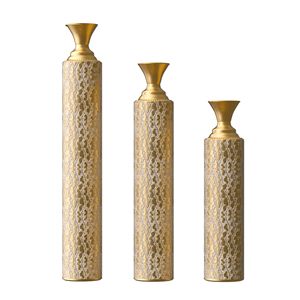 Vasi decorativi in metallo oro ad alta difficoltà vasi centrali con motivi a vite 3 pezzi Set 34 \ "29 \" 25 \ "per la decorazione della casa - Product Image 5