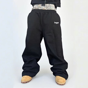 Pantalon de survêtement ample en coton personnalisé à jambe droite, rayé, style sport, double taille, pour homme - Product Image 5