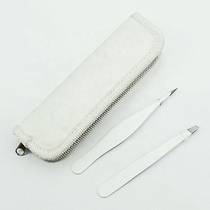 Kit de pinces à sourcils 2 pièces, professionnel, haute qualité, acier inoxydable, pointe fine et inclinée, avec logo personnalisé - Product Image 6