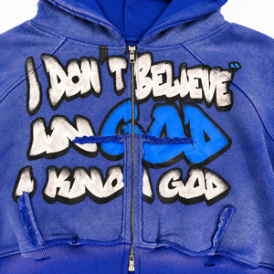 Sweat à capuche zippé personnalisé, coupe oversize, effet délavé, style streetwear, imprimé graffiti en relief, unisexe - Product Image 6