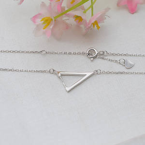 Collier en argent S925 avec perle triangulaire traversante, plateau vide pour 5-6 perles, accessoires tendance pour bricolage, pendentifs de mode - Product Image 4