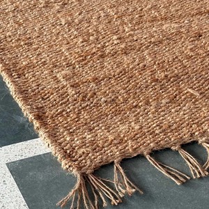 Geometric Natural Jute Area Rug Handwoven Solid Color Modern Living Room Bedroom Floor Carpet Durable Decor PET Friendly Extra - Product Image 1