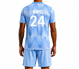 Ensemble de maillots de football unisexe bleu clair personnalisé, manches courtes, évacuation de l'humidité, impression numérique, anti-rétrécissement, 100% polyester - Product Image 6