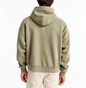 Sweat à capuche unisexe décontracté avec coutures apparentes, cordon de serrage noué, poche frontale et ourlet côtelé - Product Image 3