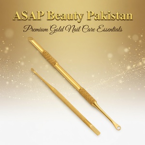 Pousse-cuticules double-embout réutilisable en acier inoxydable ASAP, outil de manucure avec dissolvant de vernis à ongles, écologique, logo personnalisé - Product Image 2