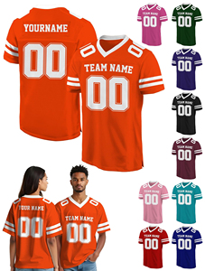 Maillot de football américain personnalisé pour homme, blanc, col en V, manches courtes, impression sublimée, évacuation de l'humidité, maille respirante, nom de l'équipe 00 Ad - Product Image 5