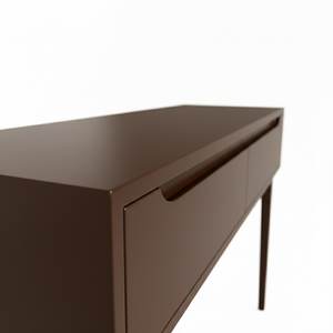 Mesa Consola Redonda Moderna con 2 Cajones, Mesa Auxiliar de Roble Macizo Ecológico para Muebles de Sala de Estar, Diseño Moderno - Product Image 6