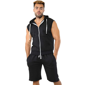 Ensemble 2 pièces en coton personnalisé avec logo, design tendance, vêtements décontractés, résistant et respirant, idéal pour l'été, comprenant un sweat à capuche et un short. - Product Image 1