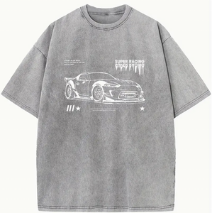 เซ็ตเสื้อยืดผู้ชายโอเวอร์ไซส์ผ้าซักสำหรับผู้ชายชุดเสื้อผ้าลำลองแนวสตรีทวินเทจผ้าคอตตอนคอกลม - Product Image 5