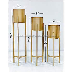 Support de plante en métal classique et élégant avec pots de fleurs pour la décoration de la maison, du jardin et du balcon - Ensemble de 3 - Product Image 2