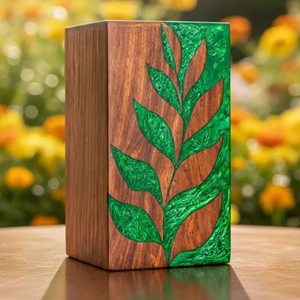 Wooden Urn with Tree Engraved Design Handmade Wooden Cremation for Ashes by AYAANS - Product Image 1