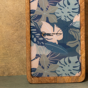 Round Mango Wood Epoxy Resin Serving <b>Tray</b> with Bird Floral Design Decorative Wooden Food Storage <b>Tray</b> for <b>Kitchen</b> Dining Home - Product Image 4