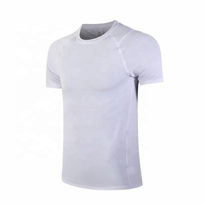 T-shirt à manches courtes pour homme, vert olive, séchage rapide, coupe ajustée, sportif, col rond, tricoté en polyester, vêtements de sport - Product Image 4