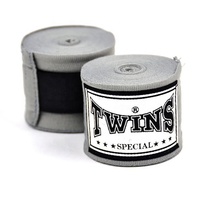 Bandages de boxe de qualité supérieure personnalisés en coton gris pour jumeaux, 4,5 mètres, respirants et durables, pour MMA, Kickboxing, Muay Thai