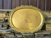 Plateau de service moderne en laiton fait main pour la cuisine, l'hôtel, le restaurant - Passe au lave-vaisselle et facile à nettoyer, décoration de luxe pour la maison