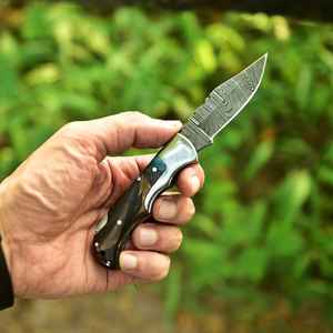 Couteau de poche pliant Damas le plus vendu, OEM, fait main, forgé, personnalisable, qualité industrielle, corne de bélier, pour camping en extérieur, EDC - Product Image 2