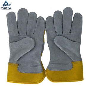 Guantes de Trabajo de Lona Amarilla Resistentes, Transpirables y Cómodos, con Cuero Dividido, de Última Moda, para Protección Industrial de las Manos - Product Image 6