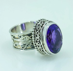 Amethyst <b>Ring</b> Handmade Sterling Silver Bezel Setting Natural Purple Oval Gemstone <b>Boho</b> Jewelry February Birthstone - Product Image 2