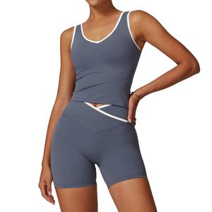 ชุดวอร์มเล่นยิมเอวสูงสำหรับผู้หญิง & สปอร์ตบราสำหรับเล่นกีฬาเซตโยคะสำหรับออกกำลังกายแบบ2ชิ้น - Product Image 4