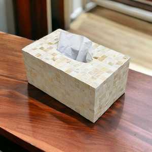 Boîte à mouchoirs de luxe en nacre incrustée, porte-mouchoirs artisanal en nacre, décoration d'intérieur Tradebyd - Product Image 1