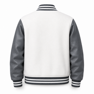 Veste universitaire vintage personnalisée pour homme, corps en laine, manches en cuir PU, patch en chenille, broderie, veste de baseball bomber - Product Image 2