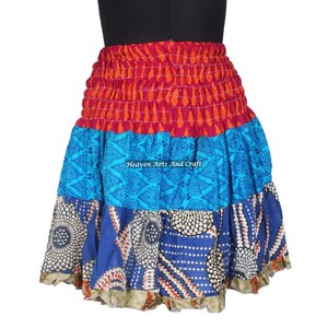 Cotton Sari Mini <b>Skirt</b> Patch Work Mini <b>Skirts</b> Boho Style Women Cotton Patch Work 20 Inch Boho Stylish Multi Color Patch Cotton - Product Image 6