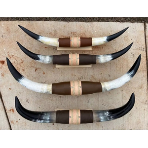 Par de Cuernos de Toro Pulidos, Hechos a Mano, de 29 a 35 Pulgadas de Ancho, Estilo Animal, para Decoración del Hogar o Colección - Product Image 1