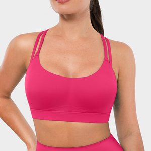 Women's High <b>Support</b> Cross Strap Sports Bra Breathable Yoga Workout <b>Crop</b> <b>Top</b> with Four-Way Stretch Nylon Spandex - Product Image 4