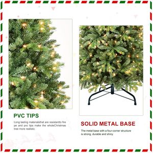 Árbol de Navidad Artificial Preiluminado de 2.1 m con 400 Luces, Fácil Montaje, Diseño de Bisagras, Ramas Mixtas de PE y PVC - Product Image 3