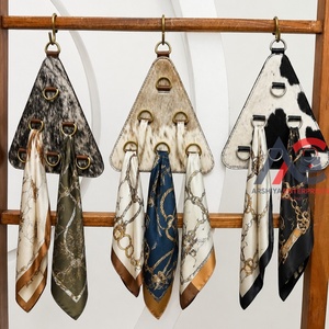 Luxury New Design Genuine Cowhide Leather Wild Scarf Rag Holder Rustic Wall <b>Hook</b> Kitchen Towel Organizer Hanging Rack Home Decor - Product Image 1