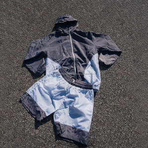 <b>Men's</b> Fitness <b>Shorts</b> Set Custom 100% Nylon Zipper Jacket Windbreaker with Sublimated Technique Windbreaker <b>Short</b> Set - Product Image 3