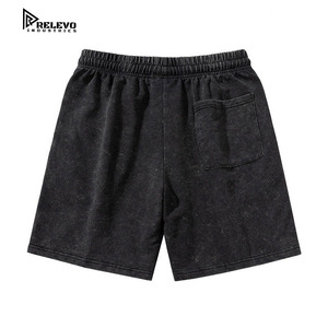 Wholesale RELEVO INDUSTRIES High Quality Comfortable Summer Street <b>Knitted</b> Cotton Fabric Vintage Acid Wash Men's Shorts T <b>Set</b> - Product Image 3